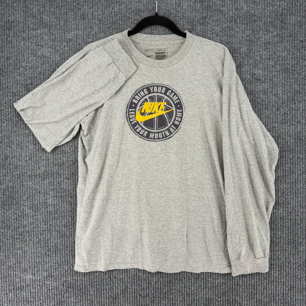 Vintage Nike basketball long sleeve shirt mens XL gray Bring Your Game Tee sport
